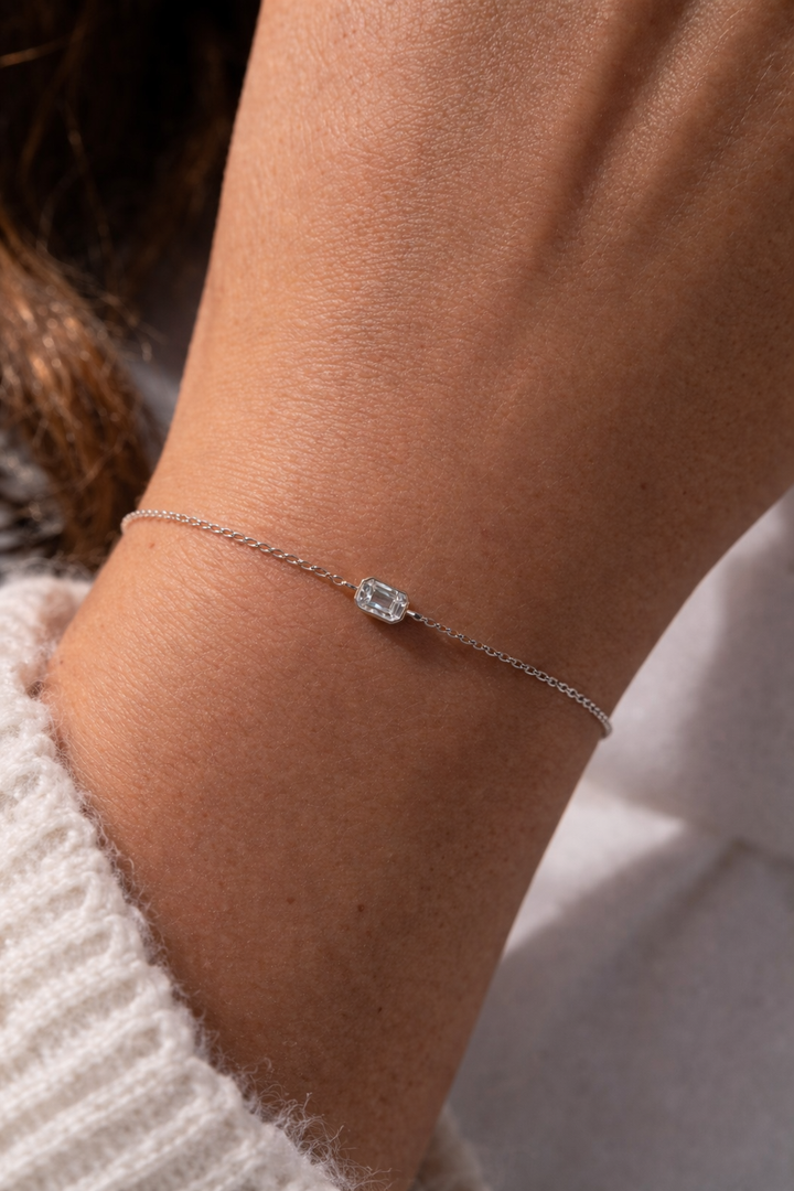 Emerald-Cut Lab-Grown Diamond Bezel Bracelet