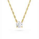 Load image into Gallery viewer, Round Natural Diamond Solitaire Necklace in 14K Yellow Gold with a Round Brilliant Diamond in a Classic Four-Prong Setting on a Fine Yellow Gold Chain