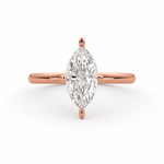 Load image into Gallery viewer, Marquise cut lab-grown diamond solitaire engagement ring in rose gold, front view