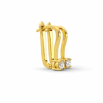 Load image into Gallery viewer,     Yellow gold hanging solitaire lab-grown diamond stud earrings with round-cut diamonds