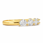 Load image into Gallery viewer, Seven stone round natural diamond half eternity band in yellow gold, side view on a white background.