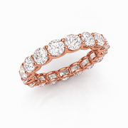     Rose gold natural diamond full eternity ring, three-quarter top view