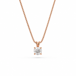 Load image into Gallery viewer, Round lab-grown diamond solitaire pendant necklace in rose gold on a rose gold chain
