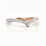 Load image into Gallery viewer, Angled side view of diamond V ring with lab-grown diamonds in rose gold, viewed from opposite side
