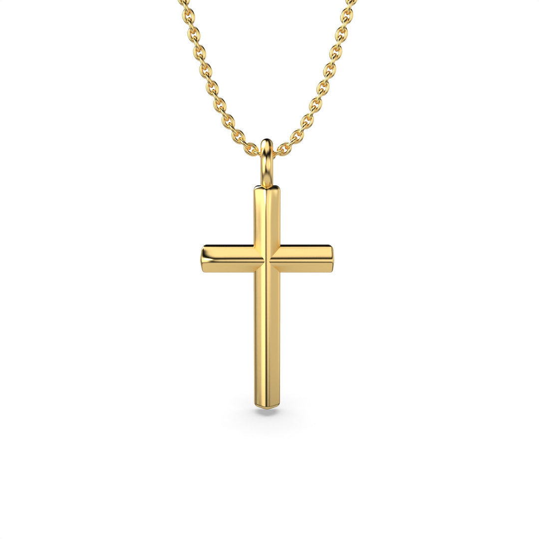 Yellow Gold cross necklace on a chain