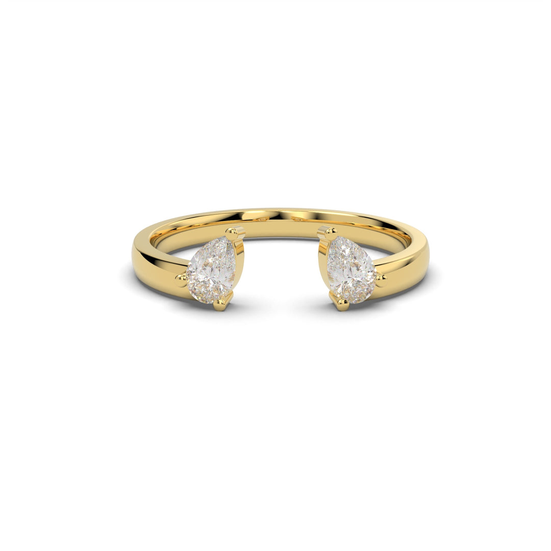 Open pair lab-grown diamond stud earrings in yellow gold front view