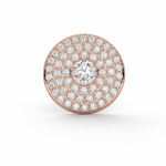 Load image into Gallery viewer, Triple halo lab-grown diamond stud earring in rose gold with round center stone and three pavé diamond rows