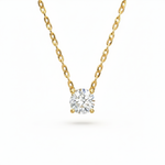 Load image into Gallery viewer, Round solitaire lab-grown diamond necklace in yellow gold, front view