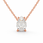 Load image into Gallery viewer, Close-up of pear cut lab-grown diamond pendant set in rose gold