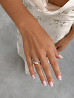 Load image into Gallery viewer, Round cut lab grown diamond engagement ring with a split shank design, set in rose gold, shown 