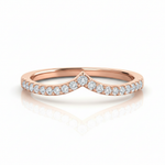 Load image into Gallery viewer, Rose gold V-shape diamond ring with round natural stones, inverted front view