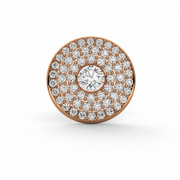 Triple halo lab-grown diamond stud earring in rose gold with round center stone and three pavé diamond rows