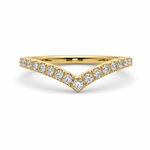 Load image into Gallery viewer, Front view of yellow gold diamond V ring with lab-grown diamonds
