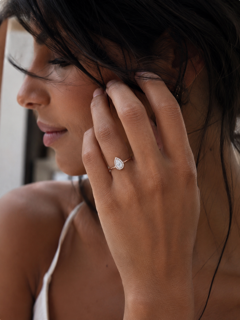 Pear Halo Biza Lab-Grown Diamond Ring