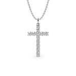 Load image into Gallery viewer, White gold diamond cross necklace with lab grown diamonds 