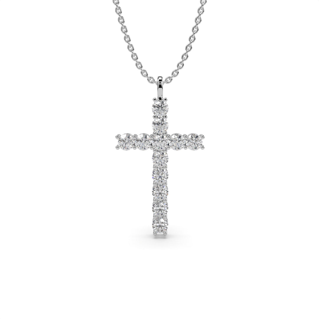White gold diamond cross necklace with lab grown diamonds 
