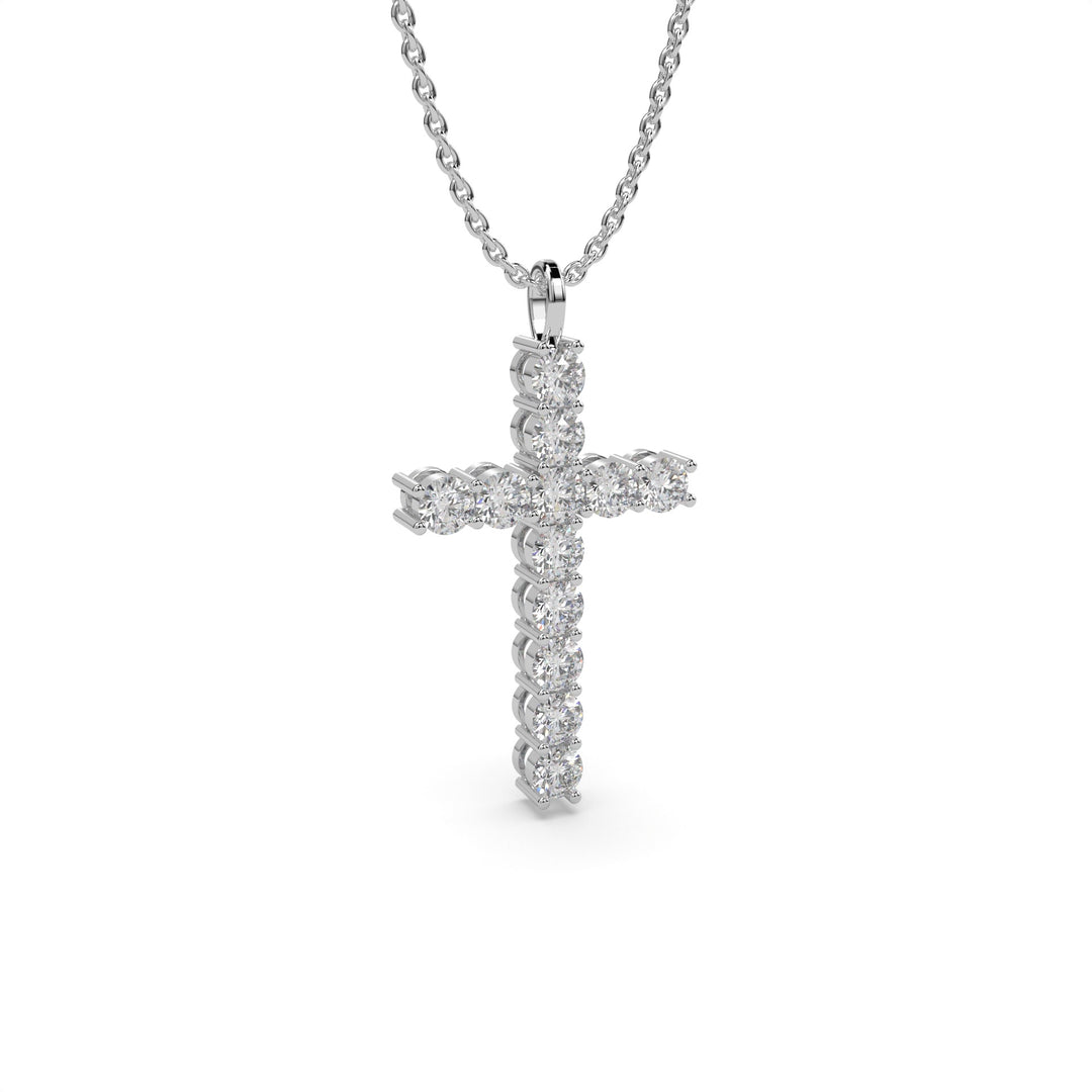 Diamond cross necklace on chain in solid gold