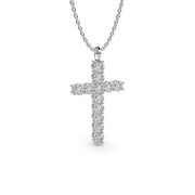 Diamond cross necklace on chain in solid gold