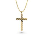 Load image into Gallery viewer, Back view of yellow gold diamond cross pendant showing the rear structure and craftsmanship 