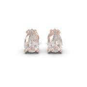 Natural pear cut diamond stud earrings in rose gold