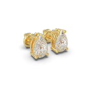 Lab-grown pear cut diamond stud earrings in yellow gold