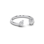 Load image into Gallery viewer, Open pear lab-grown diamond ring in white gold with two pear-cut diamonds