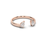 Load image into Gallery viewer, Open pear lab-grown diamond ring in rose gold with two pear-cut diamonds