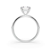 Asscher cut natural diamond solitaire ring angled view white gold