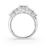 Rear view of five stone lab-grown diamond ring in white gold
