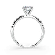 Round lab-grown diamond solitaire ring in white gold back view showing setting
