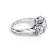 Three stone round diamond engagement ring side profile natural diamonds