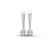 Hanging solitaire lab-grown diamond earrings with round cut diamonds front view