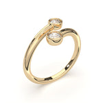 Load image into Gallery viewer, a gold ring with two diamonds on it
